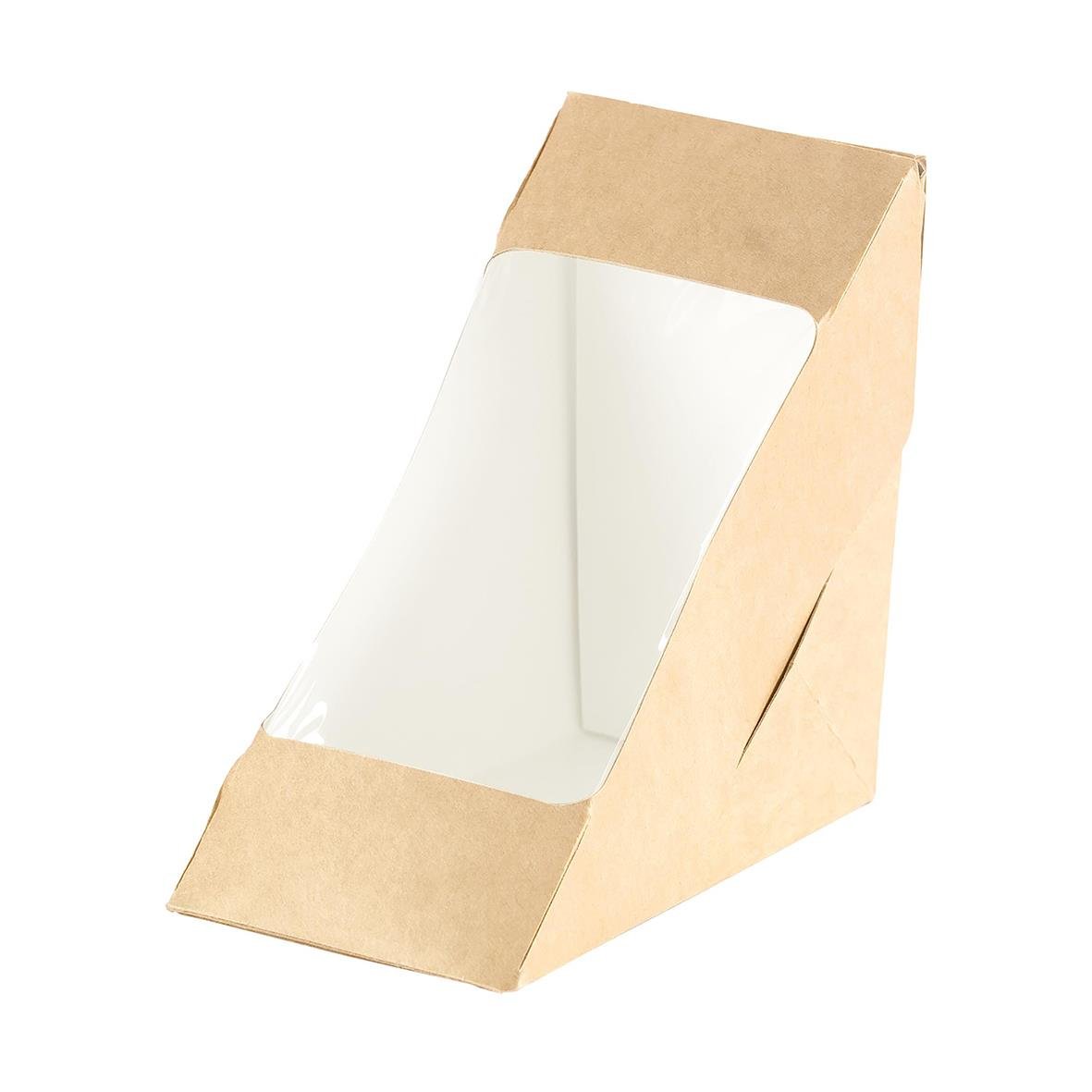 Sandwichbox dubbel Duni med fönster, 175x75x90mm, i brunt papper