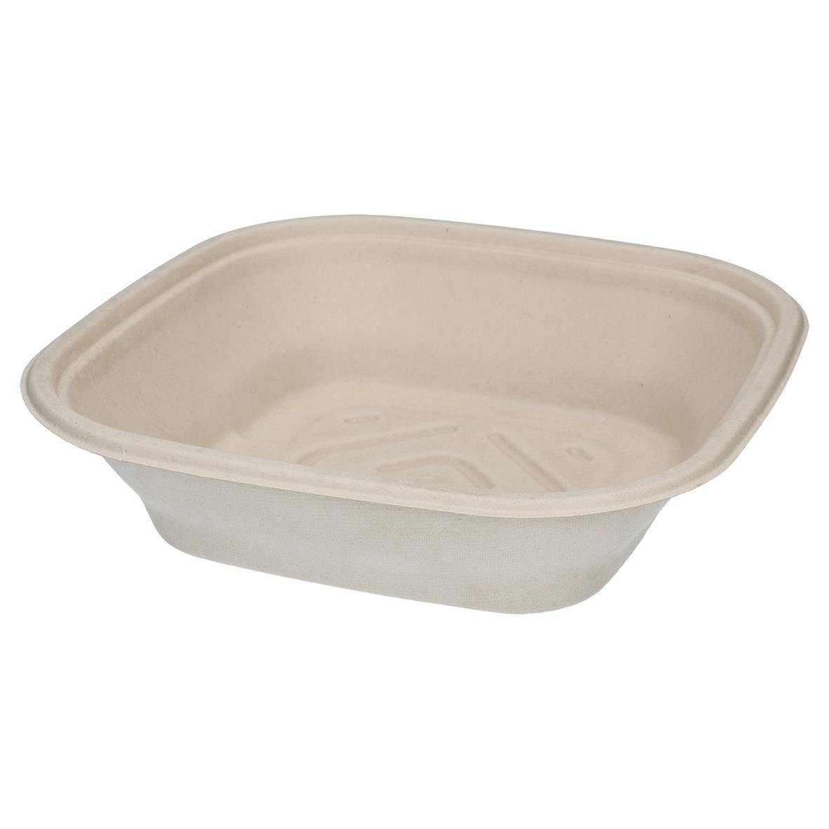 Fyrkantig salladsskål i brunt bagasse, 4500ml, miljövänlig och återvinningsbar