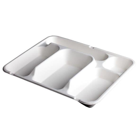 Uppläggningsfat i bagasse med fem fack för servering eller presentation