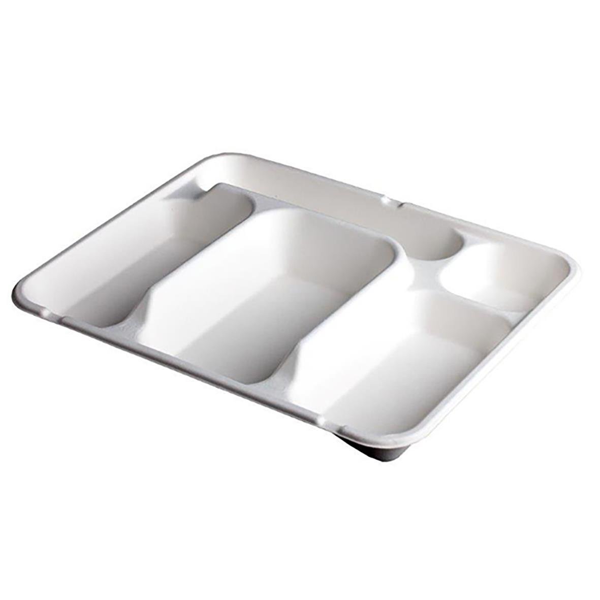 Uppläggningsfat i bagasse med fem fack för servering eller presentation