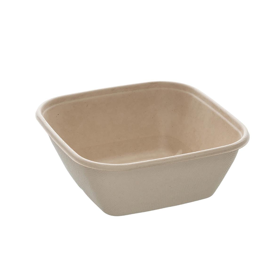 Brun fyrkants salladsskål i bagasse, 1000ml