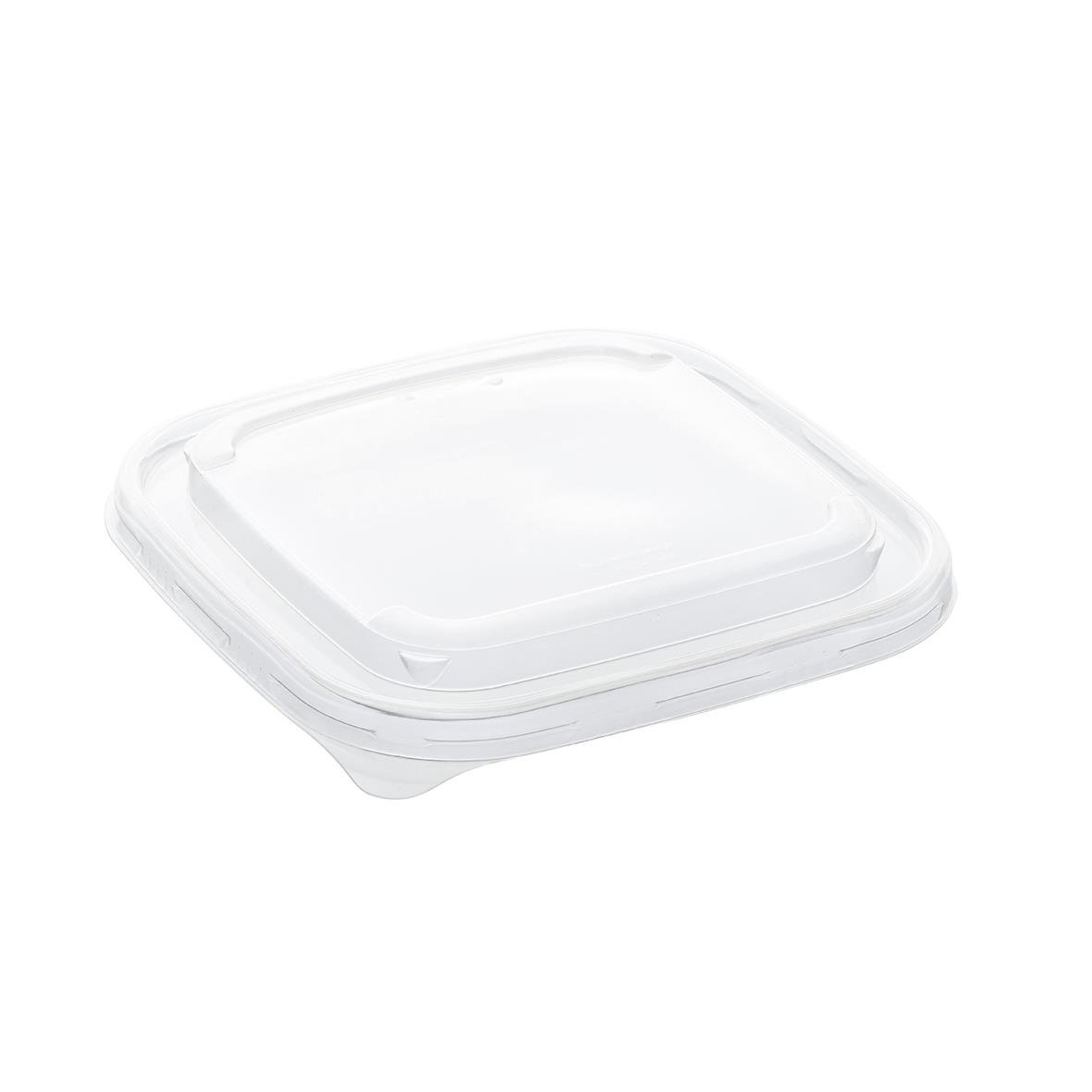 Fyrkantig salladsskål av bagasse med lock, 1000ml, transparent