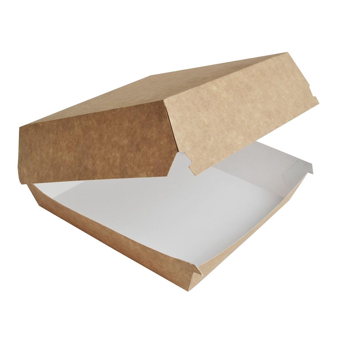 Brun och vit matlåda i kartong, 170x170x80mm