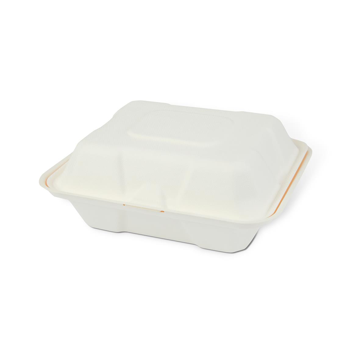 Vit hämtbox av träfiber med ett fack, mått 187x160x75mm