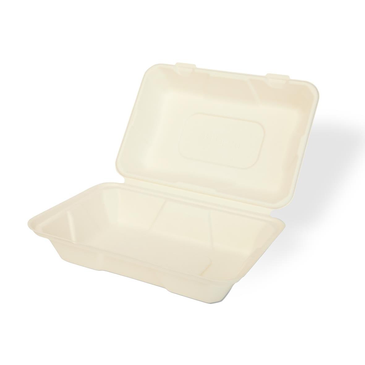 Vit hämtbox i träfiber med 1 fack, mått 235x165x75mm, med lock