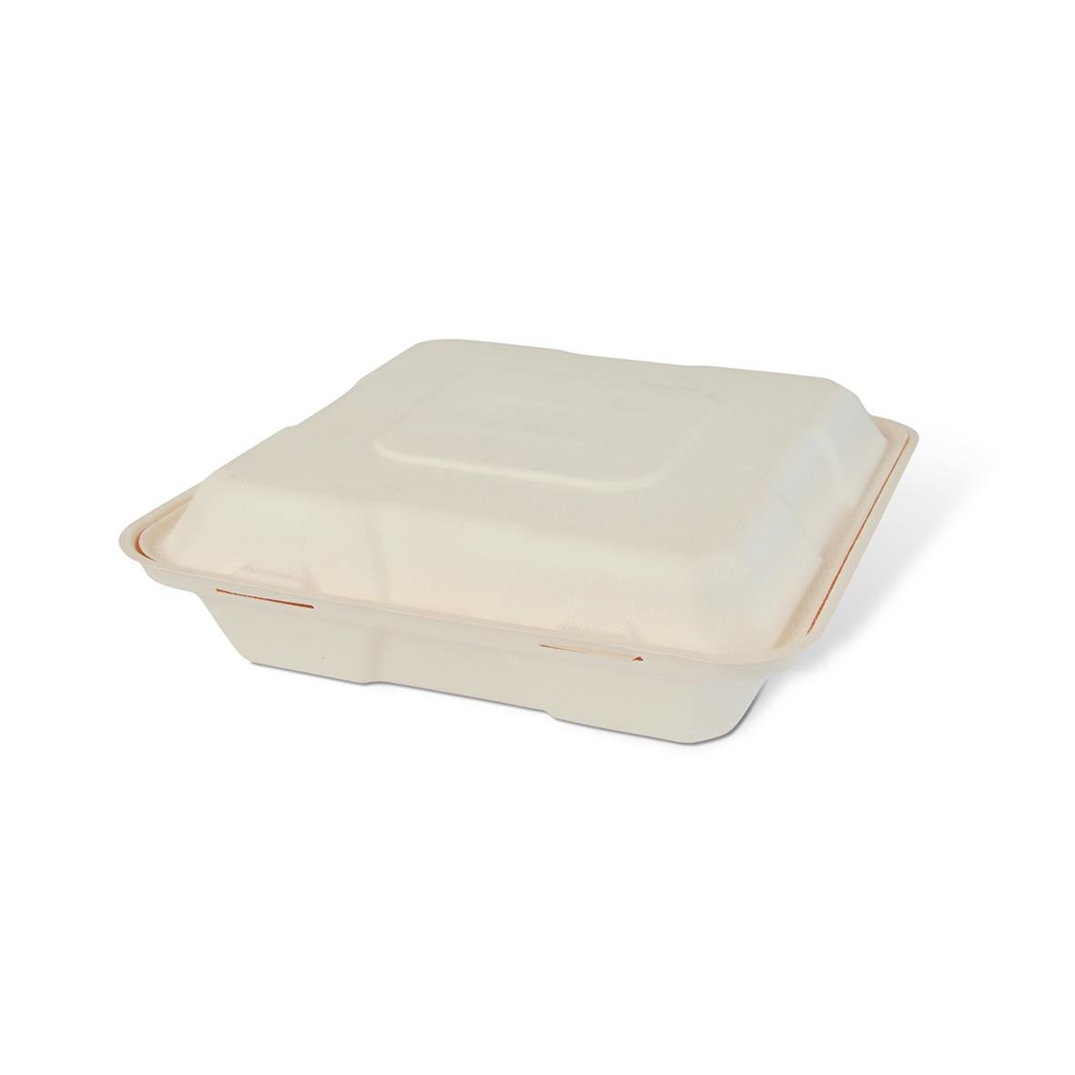 Vit hämtbox i träfiber med 3 fack och lock, mått 215x215x60mm