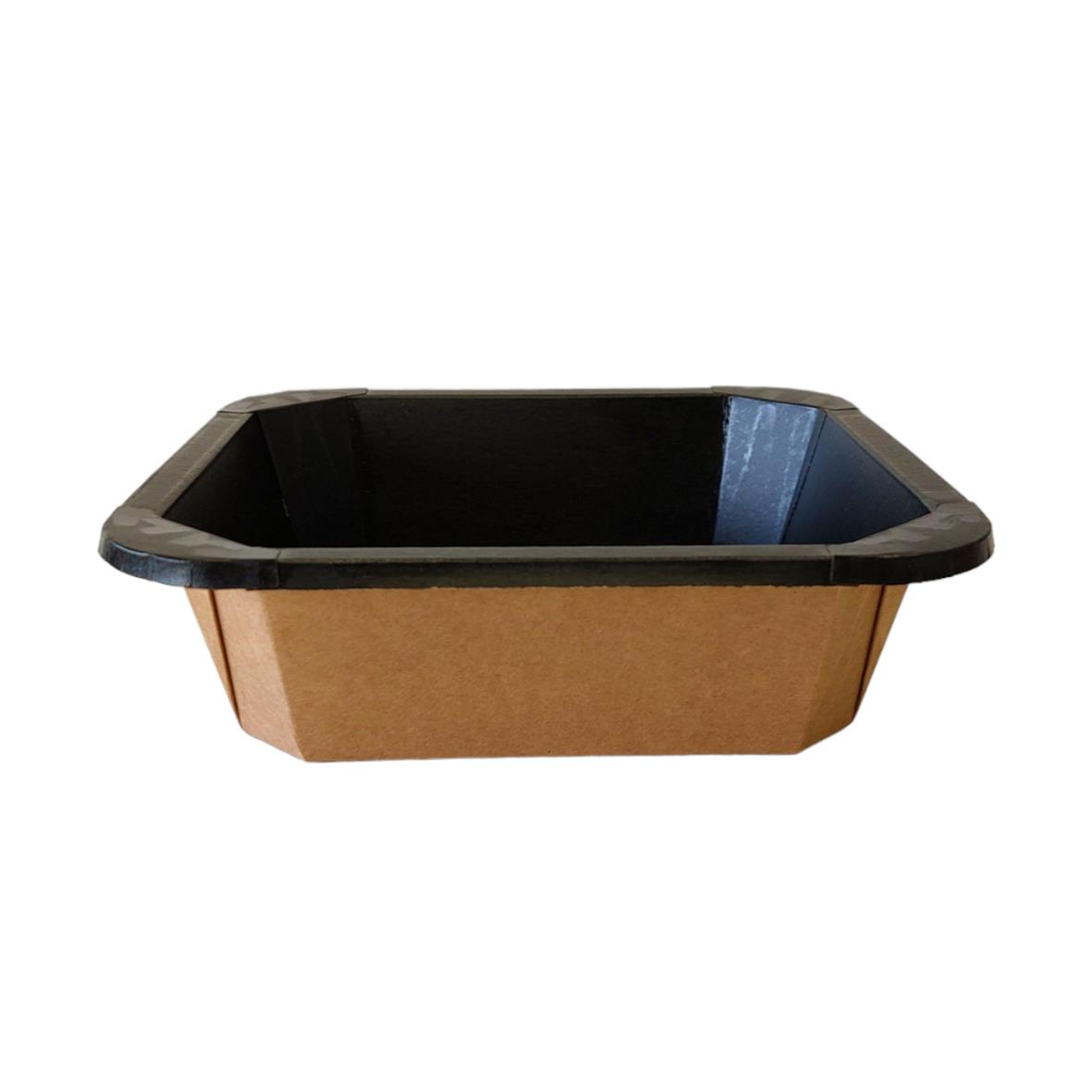 Brun pappersform med lock, 178x178x50mm, 1000ml, kartong