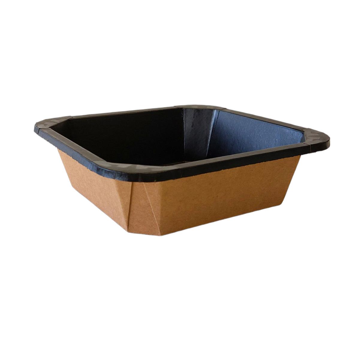 Brun pappersform med lock, 178x178x50mm, 1000ml, enkel att använda för förvaring