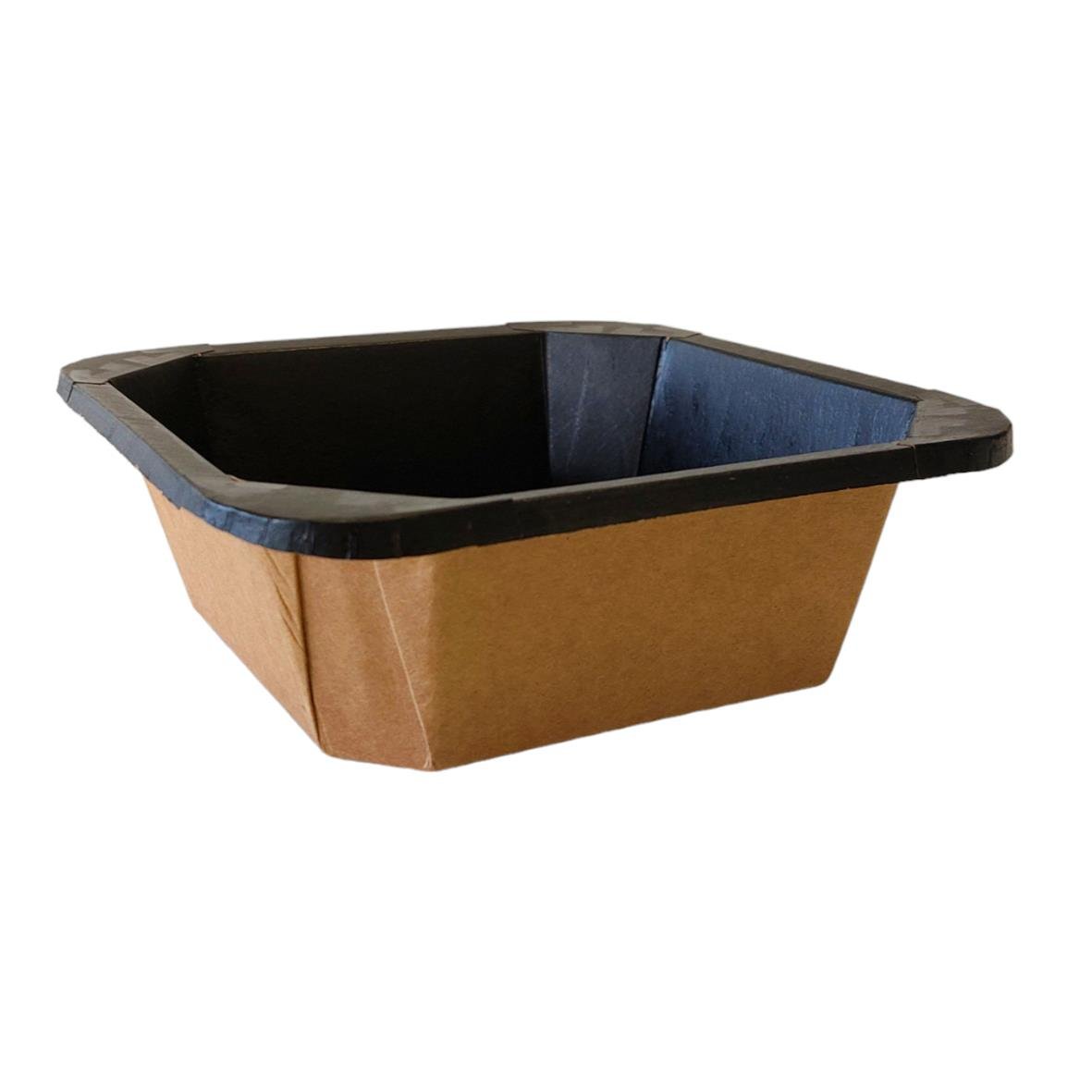 Brun pappersform Petra Kartong 178x178x60mm, 1200ml, med svart kant