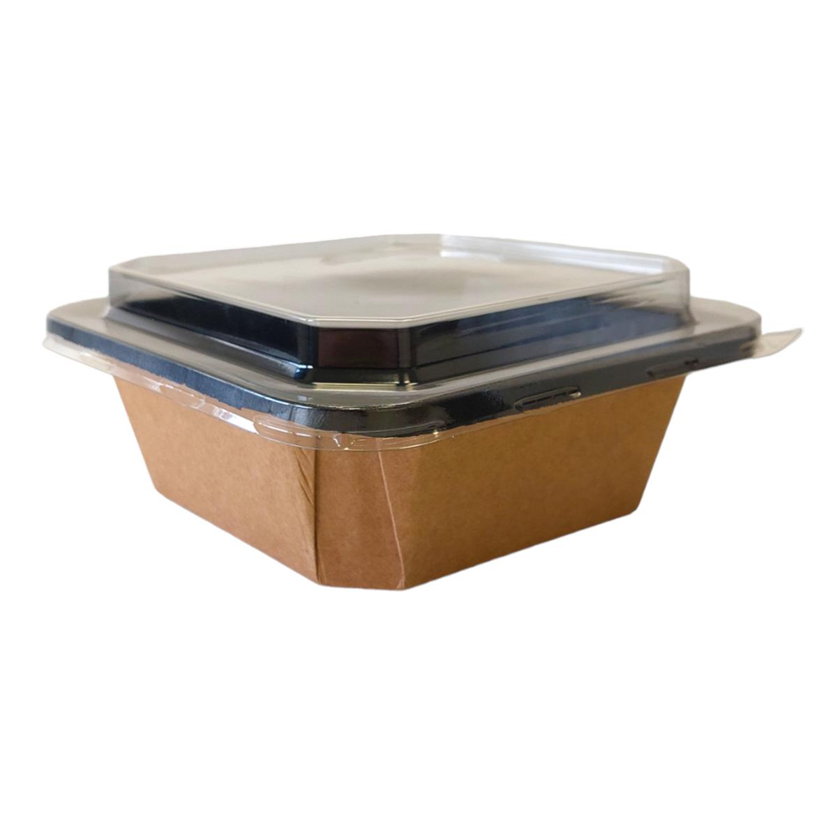 Pappersform Petra i brun med lock, storlek 178x178x60mm, 1200ml