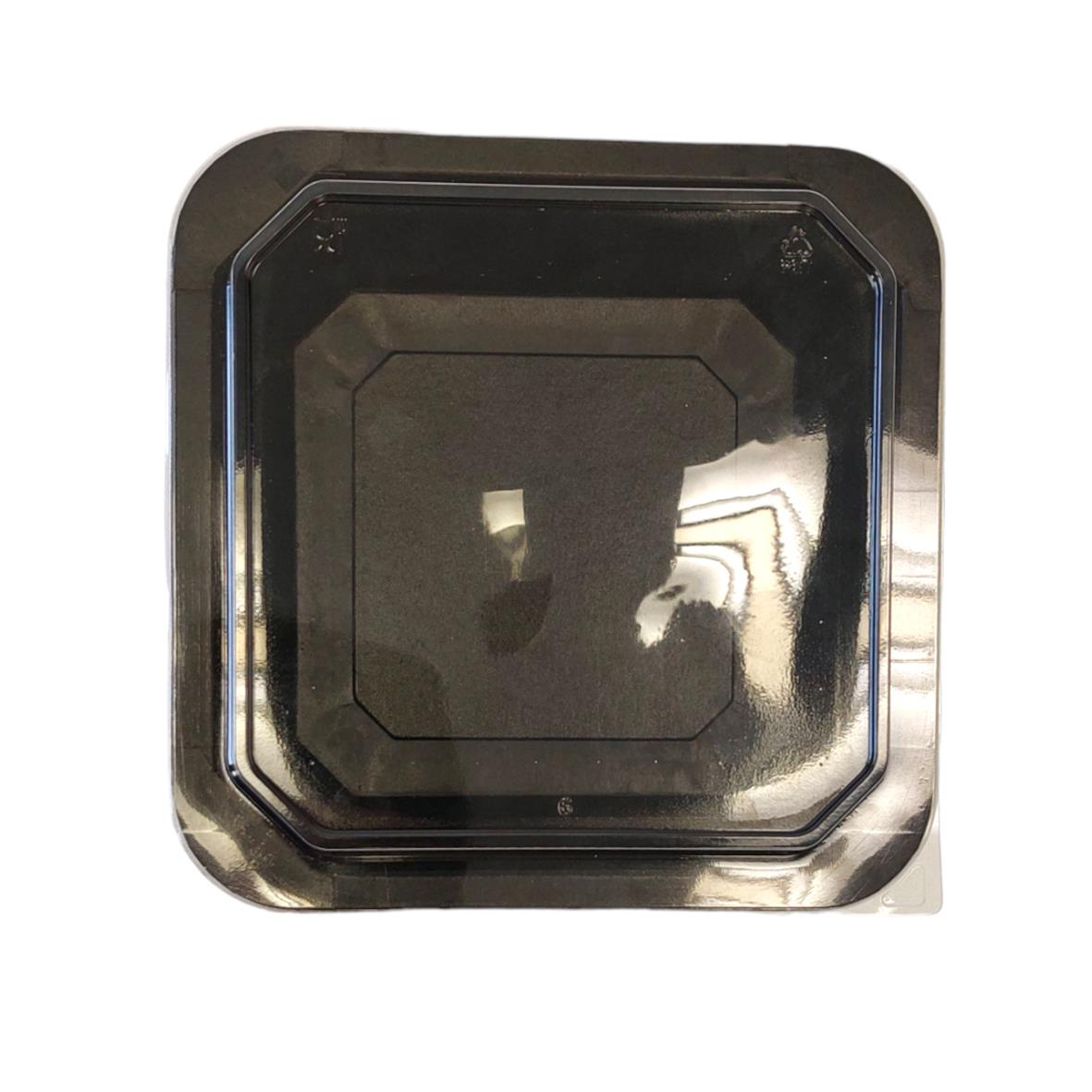 Svart pappersform i plast med genomskinlig lock, 178x178x60mm, 1200ml kapacitet