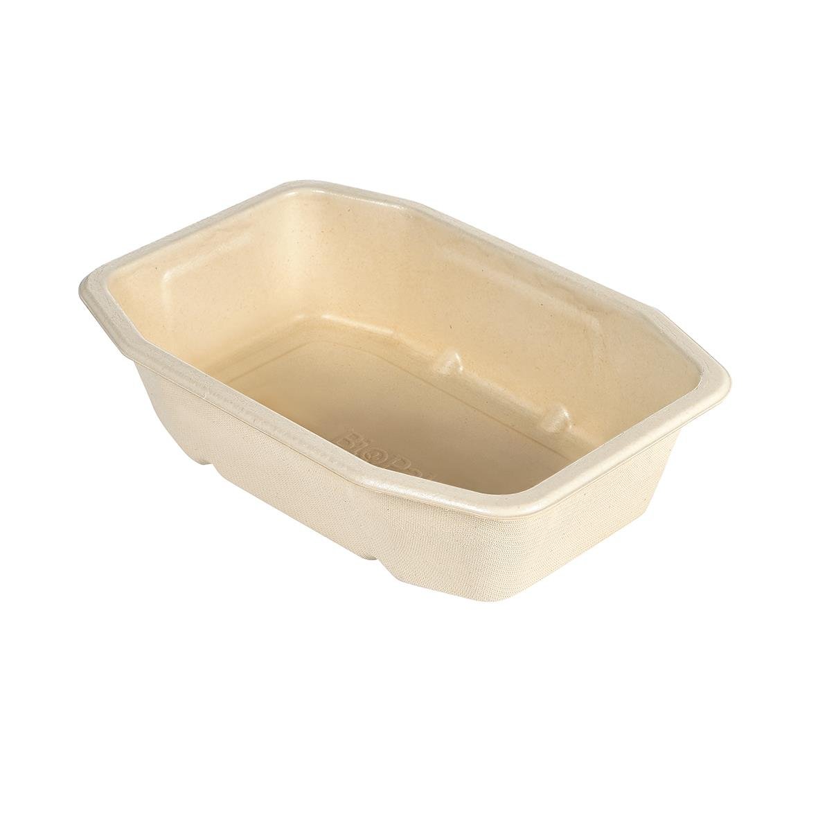 Pappersform Duniform HMR Bagasse/PE 215x148x50mm 1000ml, beige, rektangulär form för matförpackning