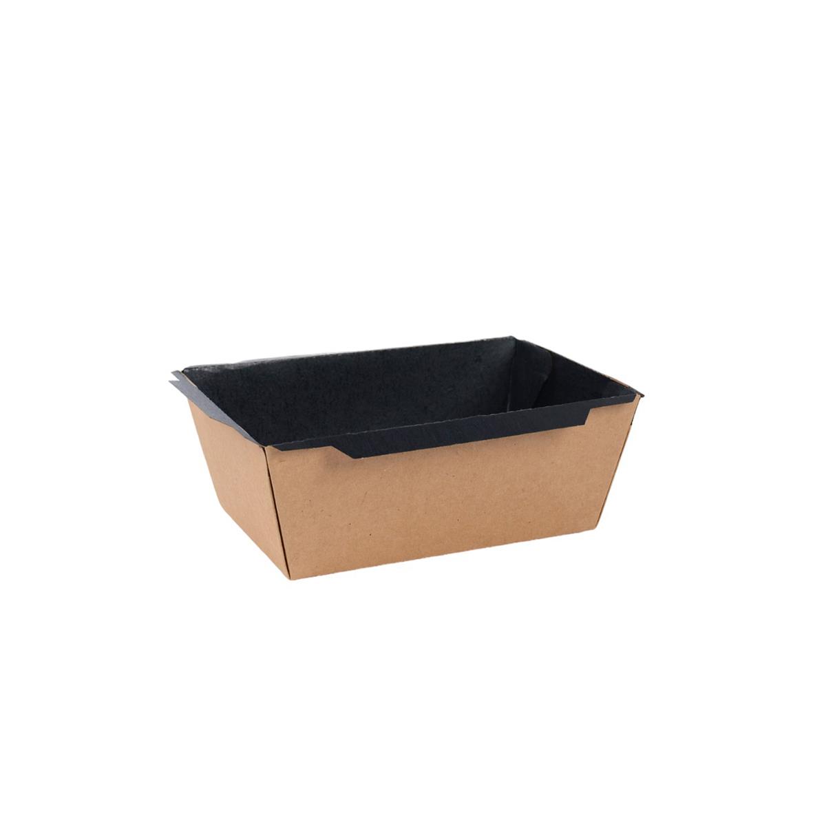 Brun och svart pappersform med lock, mått 170x120x65mm