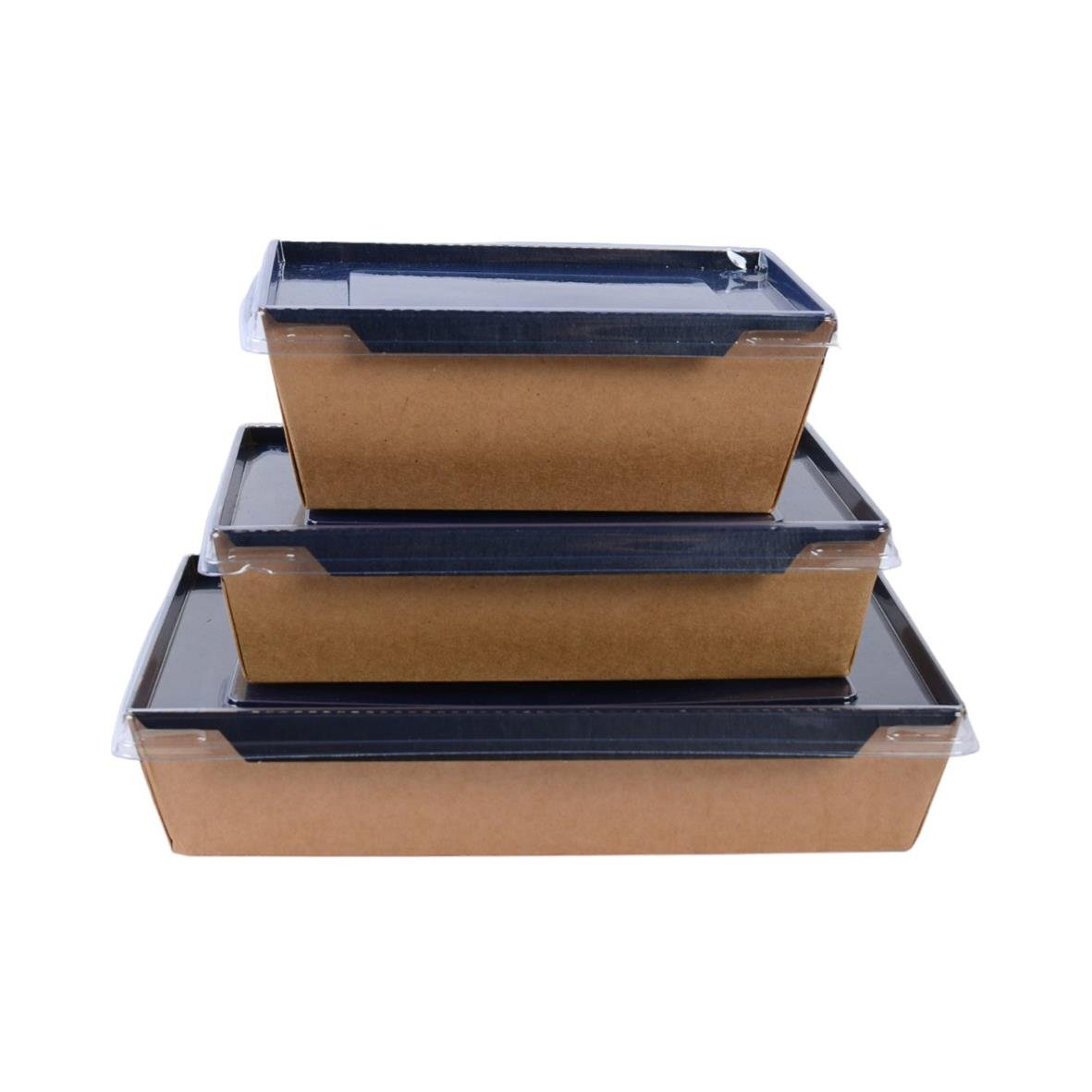 Pappersform med lock i brunt och svart, storlek 170x120x65mm