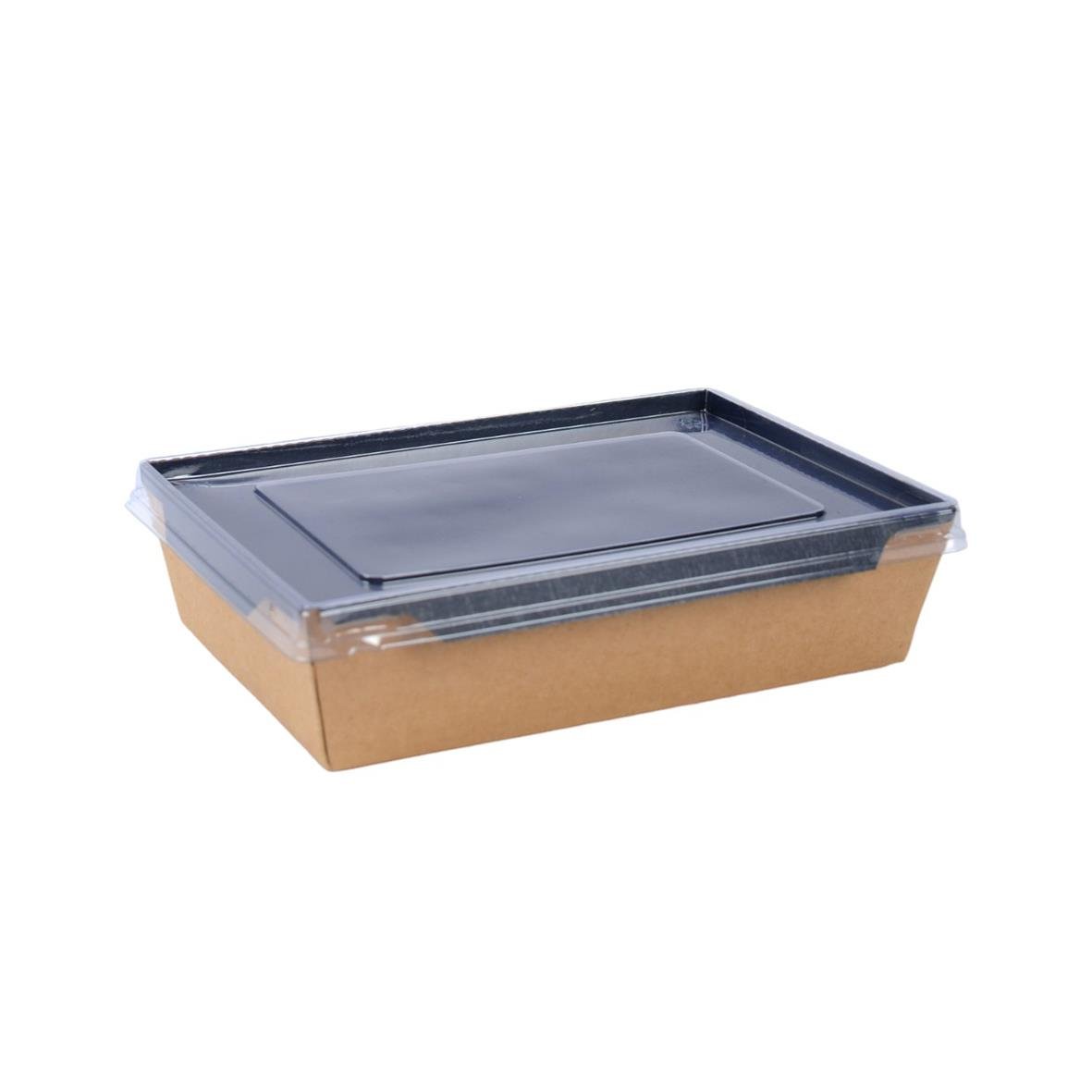 Pappersform med lock i brun och svart, 200x140x50mm