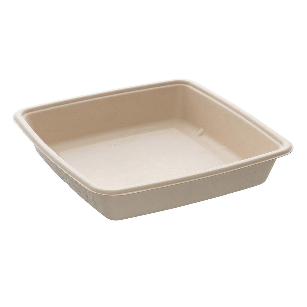 Form Bagasse 1400ml, 230x230x40mm, beige, rektangulär form av biobaserat material
