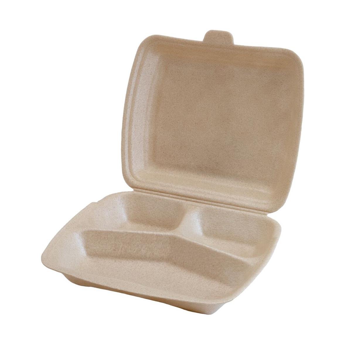 Hämtbox Gastro XPP 3-fack naturfärgad, 240x200x70mm, med lock