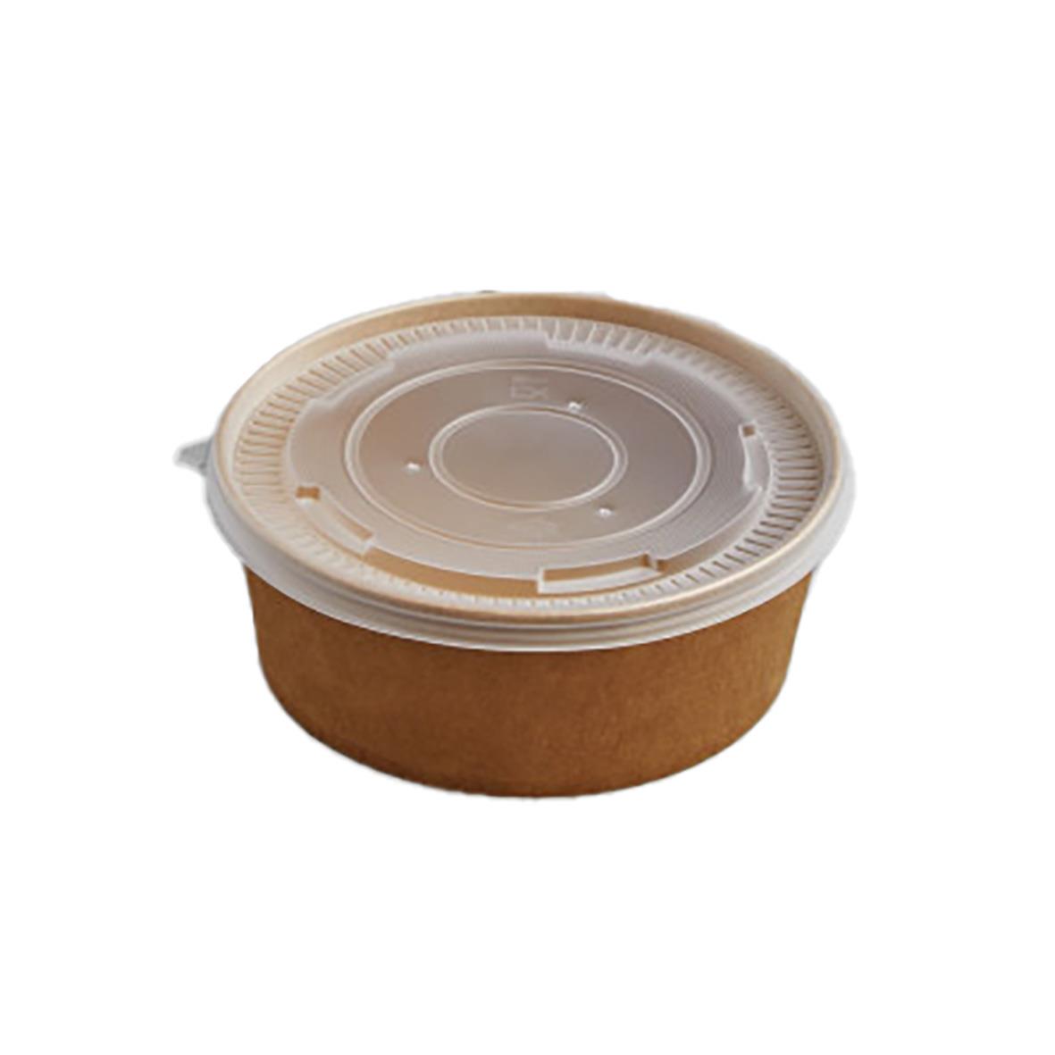 Brun pappersform 1250ml med plastlock, diameter 187mm