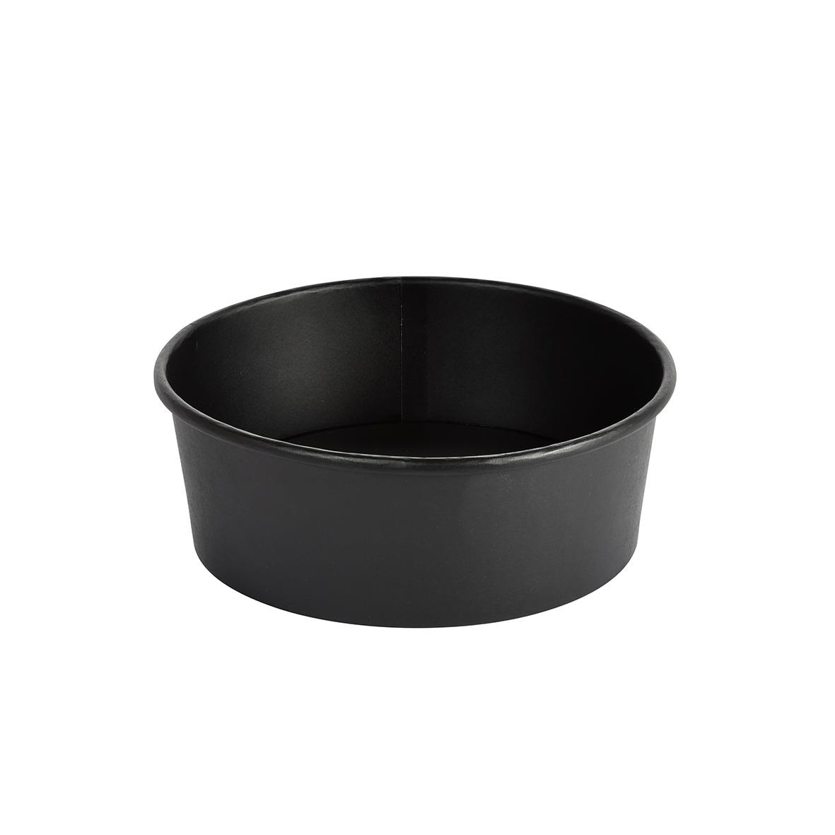 Rund svart pappersform med diameter 150 mm och höjd 60 mm, kapacitet 700 ml
