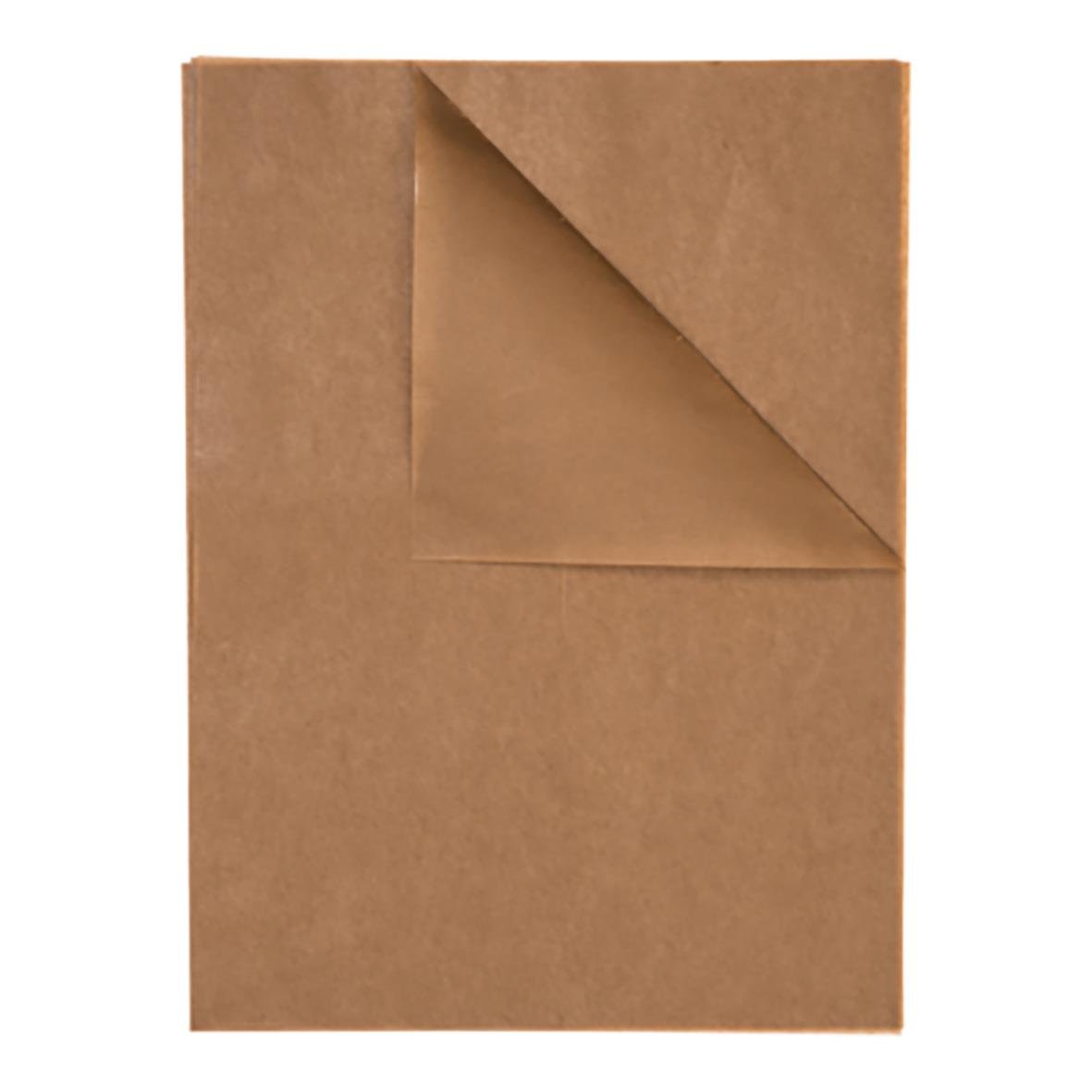 Brunt vaxpapper i storlek 330x220 mm, delvis vänd för att visa baksidan