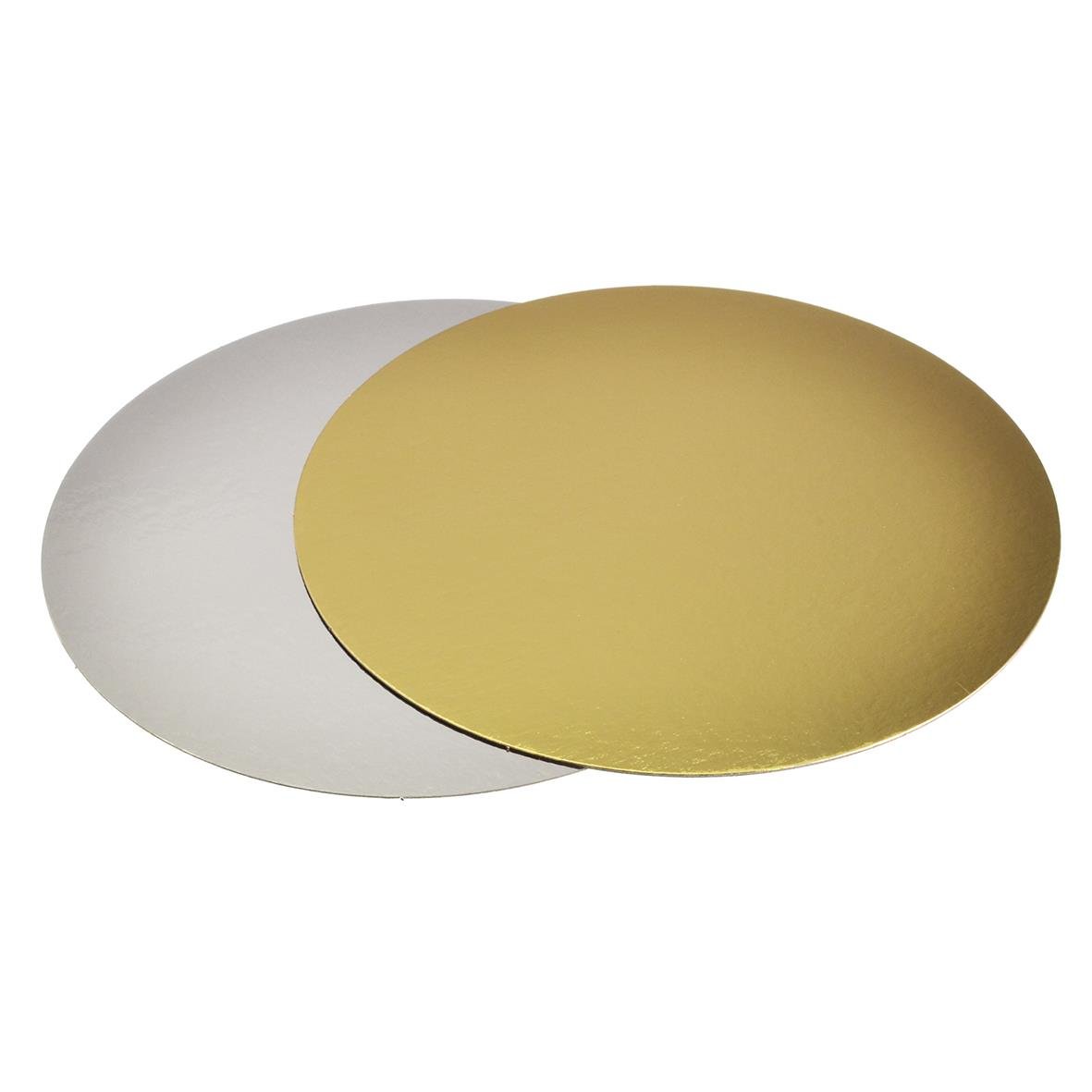 Rund tårtbricka i guld och silver med diameter 140mm
