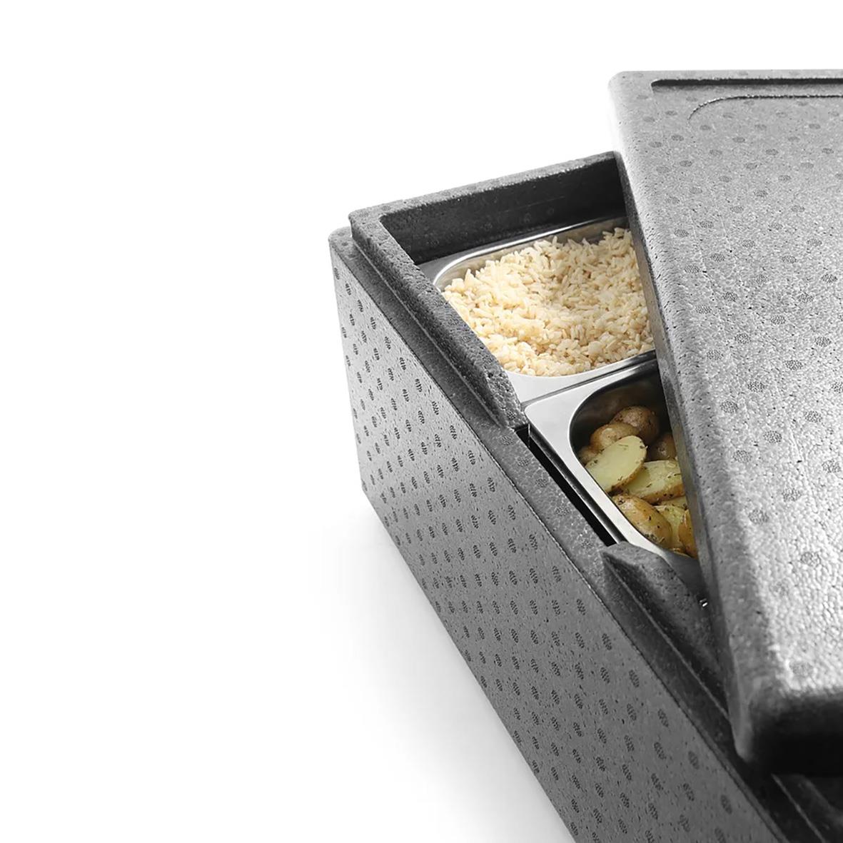 Svart termosbox Hendi Profi Line Ink Lock med lock, 600x400x285mm, 40L