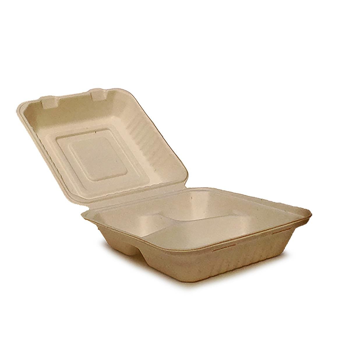 Hämtbox Bagasse 3-fack Brun 190x220x75mm 68050058