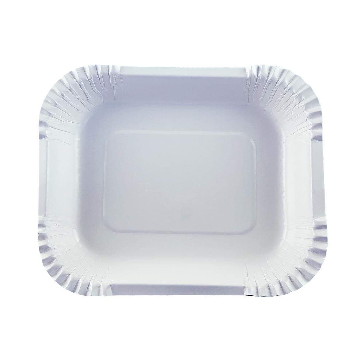 Vit papperstallrik från AllOffice, djup belagd, 16x19cm, rektangulär