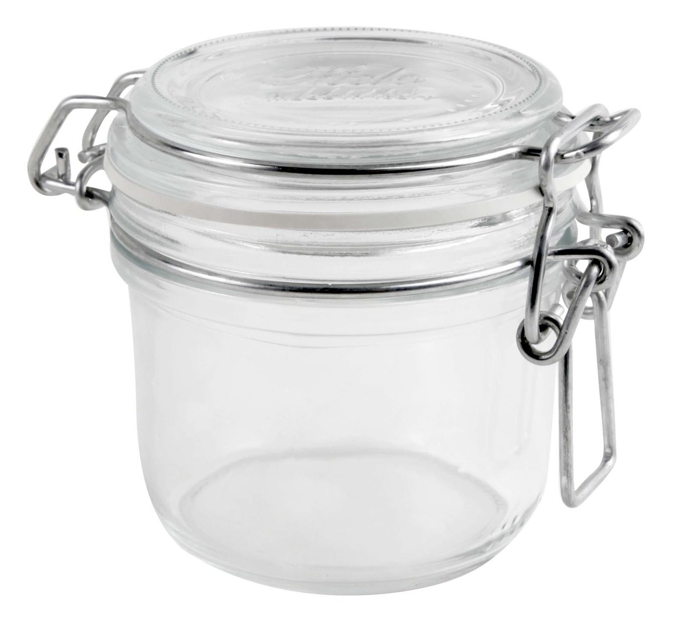 Tydlig glasburk med metallklämma och lock, 20cl