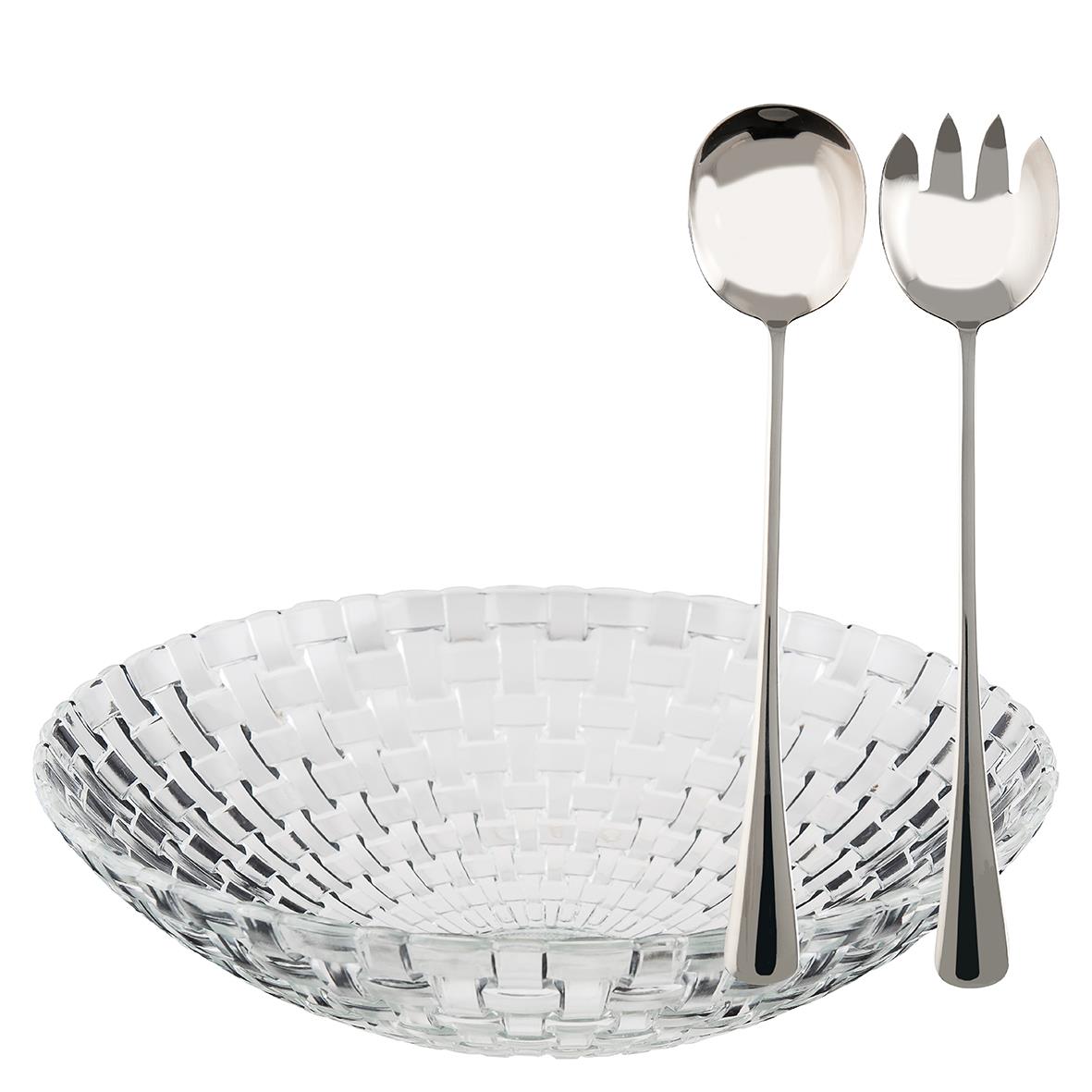 Salladsskål med bestick i Dorre Glitter, diameter 32cm, av glas