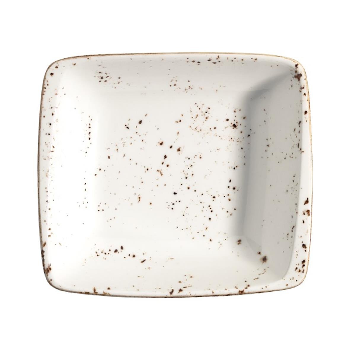Vit skål Bonna Grain 8x8,5cm med bruna fläckar i en fyrkantig form