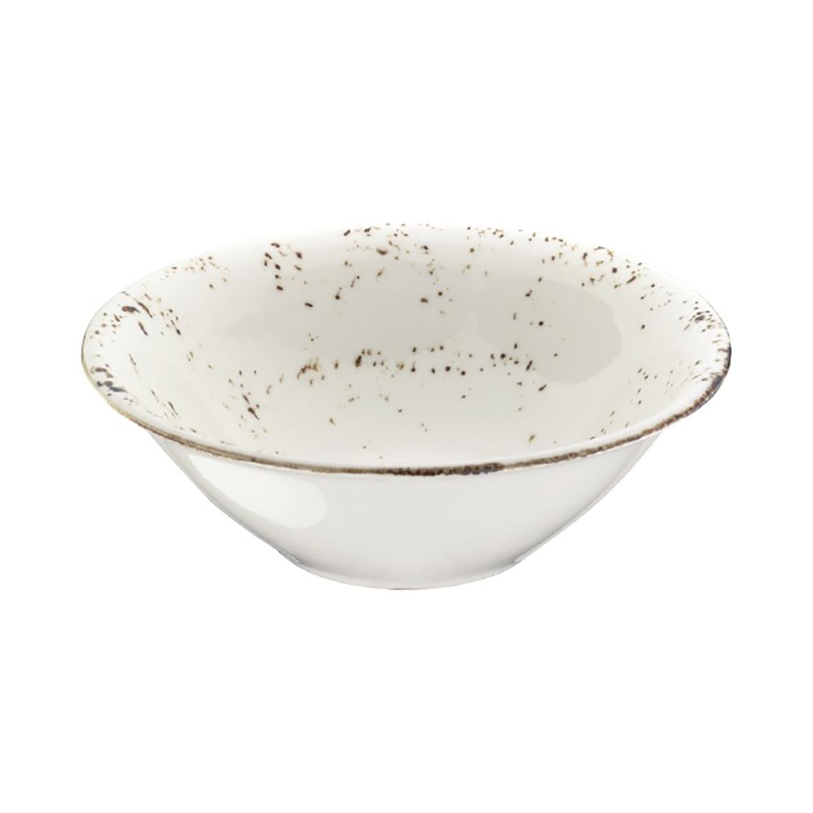 Vit skål med bruna fläckar och Ø20cm, Bonna Grain