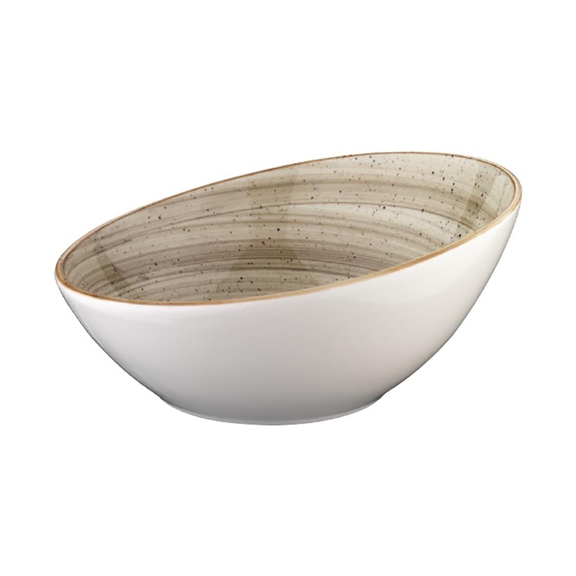 Ovallig skål Bonna Aura Terrain Ø18cm med beige och vit glasyr