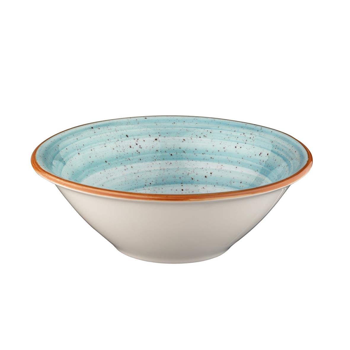 Blå skål med brun kant, diameter 16 cm, Bonna Aura Aqua