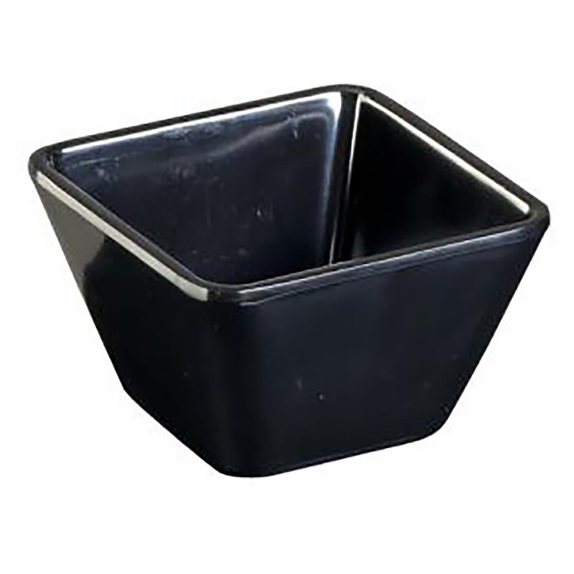 Svart kvadratisk melaminskål med måtten 70x70x45 mm