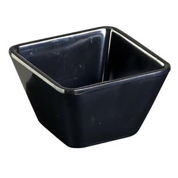 Svart kvadratisk melaminskål med måtten 70x70x45 mm