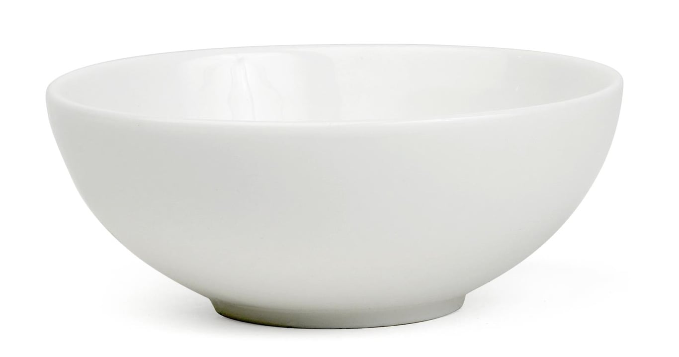 Vit skål med diameter 9 cm, rund och enkel design