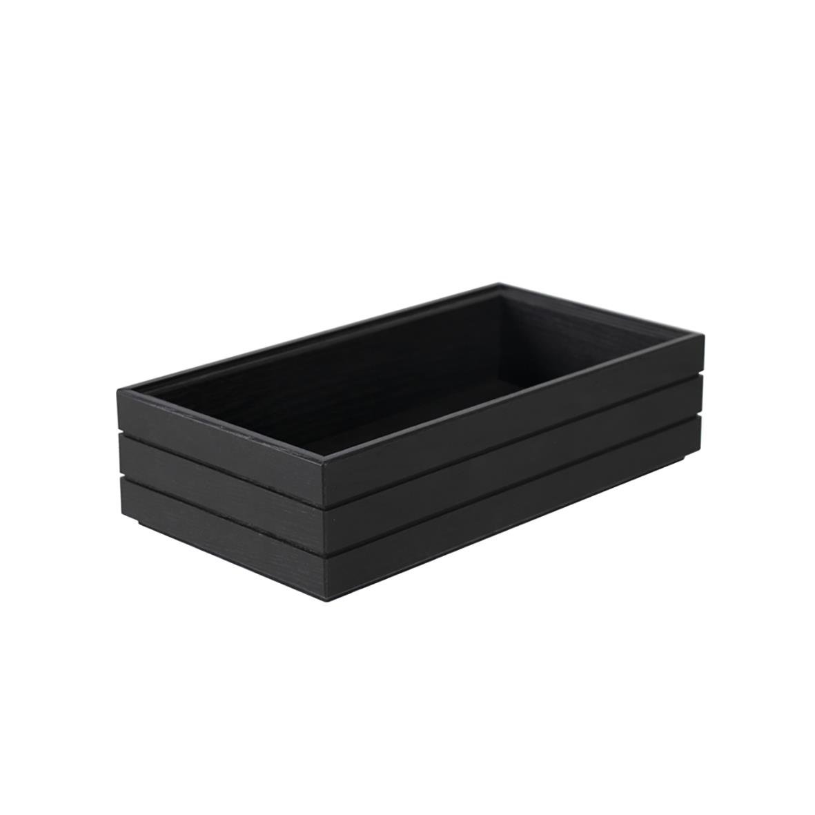 Svart staplingsbar låda GN 1/3 i ek med måtten 17,6x8,5x32,5cm