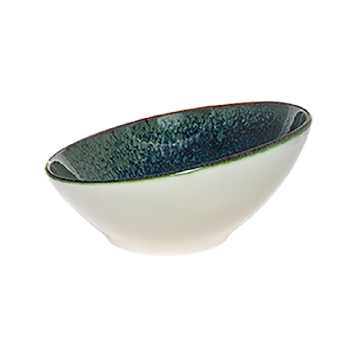 Skål Bonna Ore med Ø8cm, vit och blågrön insida