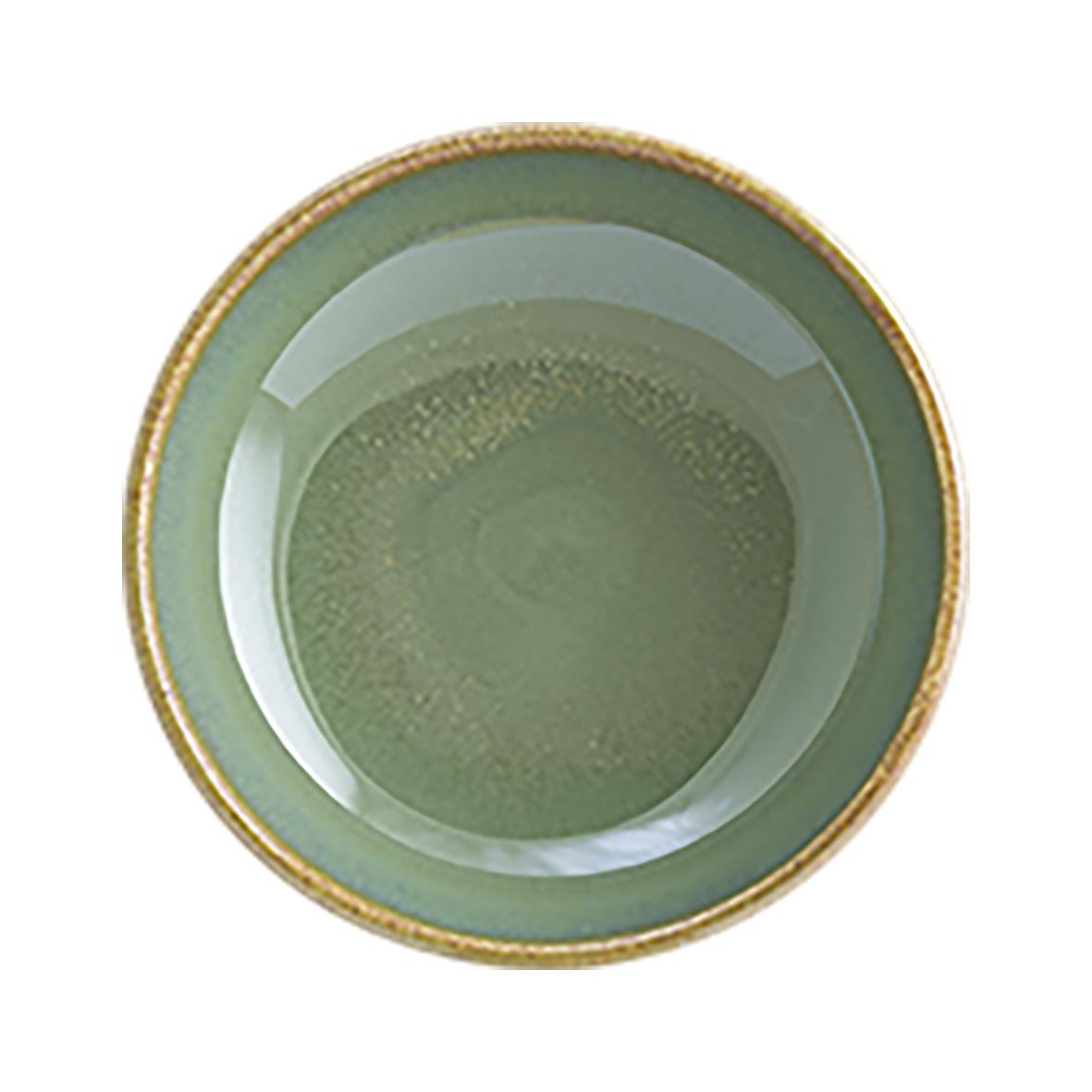 Liten skål med grönt glas och guldkant, diameter 10 cm