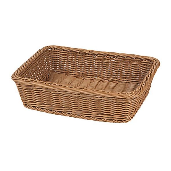 Rektangulär brödkorg i brun plast med måtten 36x27,5x9cm