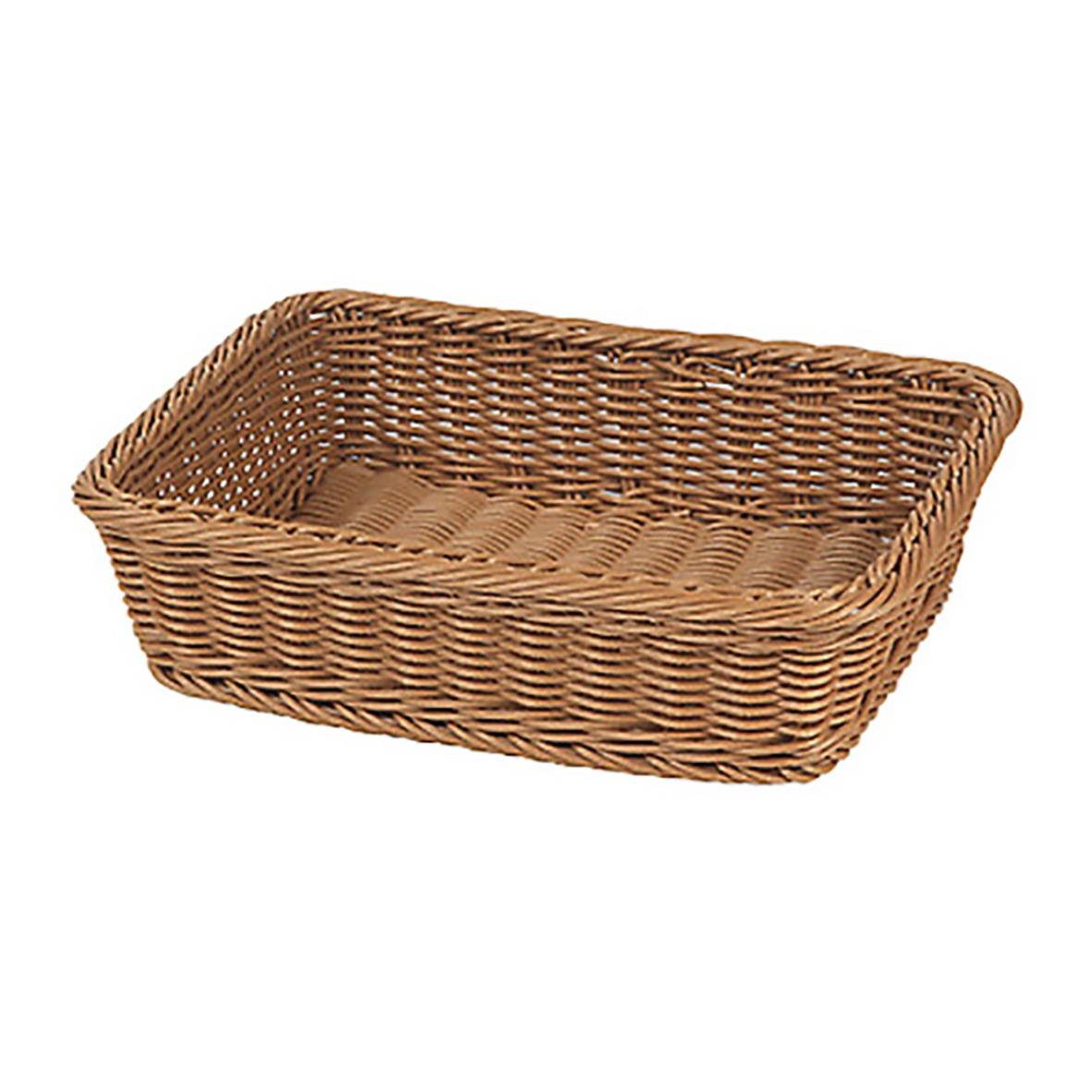 Rektangulär brödkorg i brun plast med måtten 36x27,5x9cm