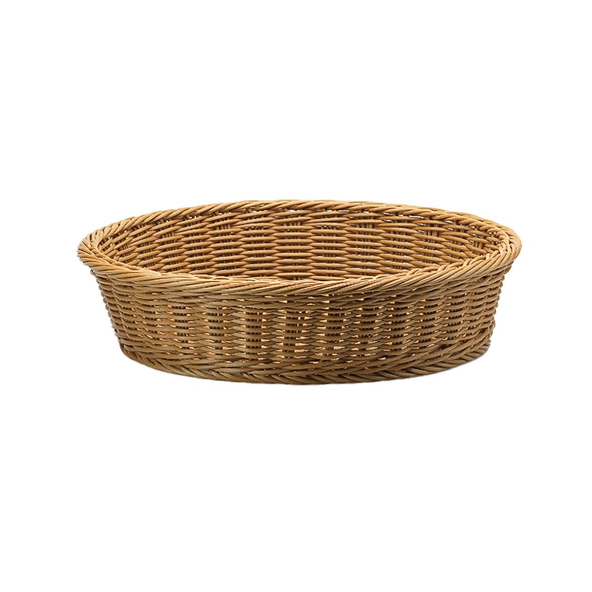 Rund brödkorg i brun plast med diameter 40 cm och höjd 10 cm