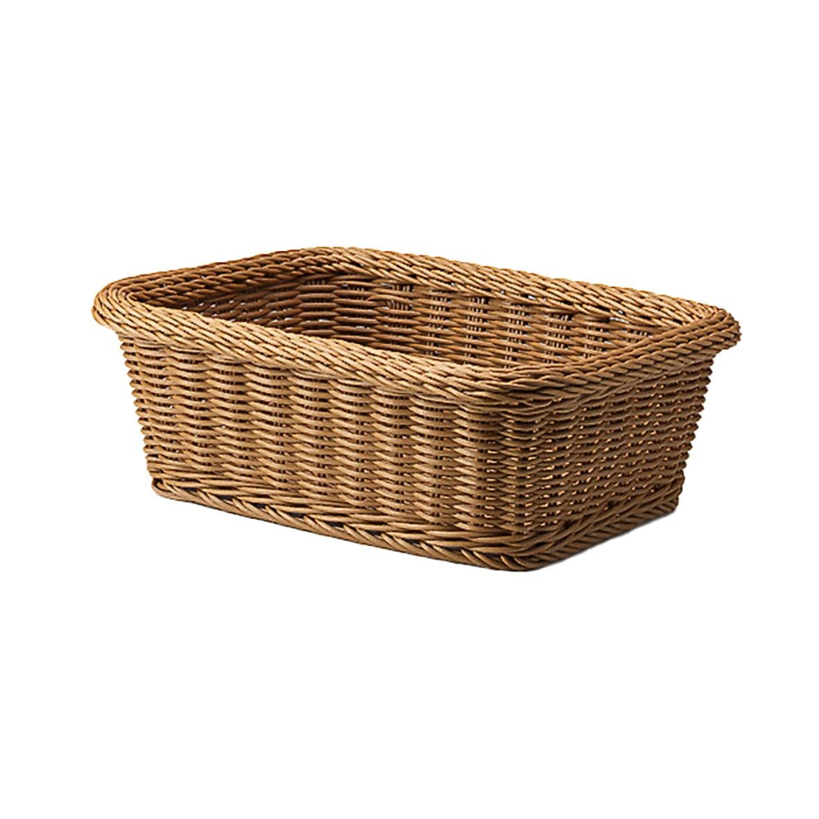 Rektangulär brödkorg i brun plast, mått 37,5x28x13cm