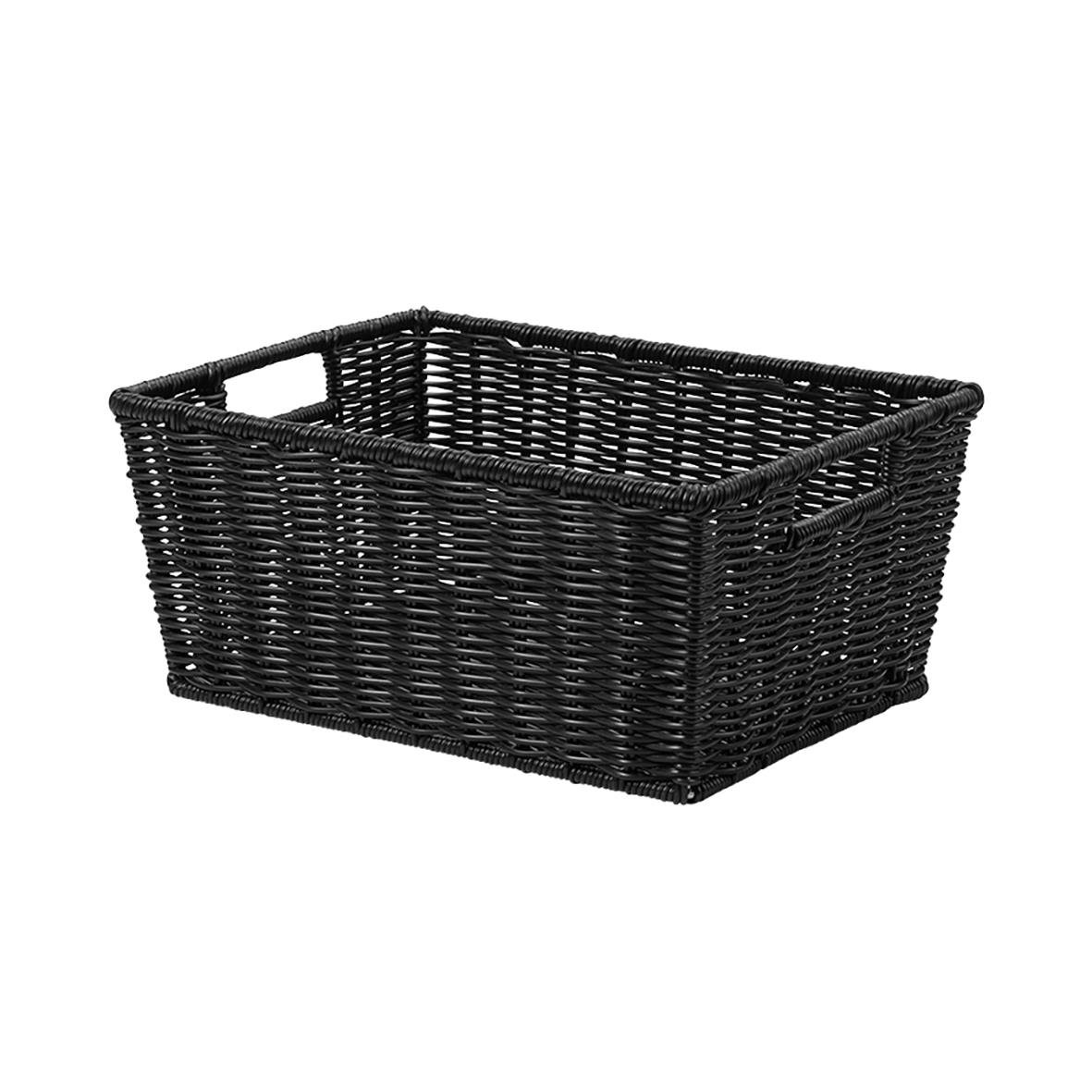 Svart rektangulär brödkorg i plast med måtten 40x30x18cm