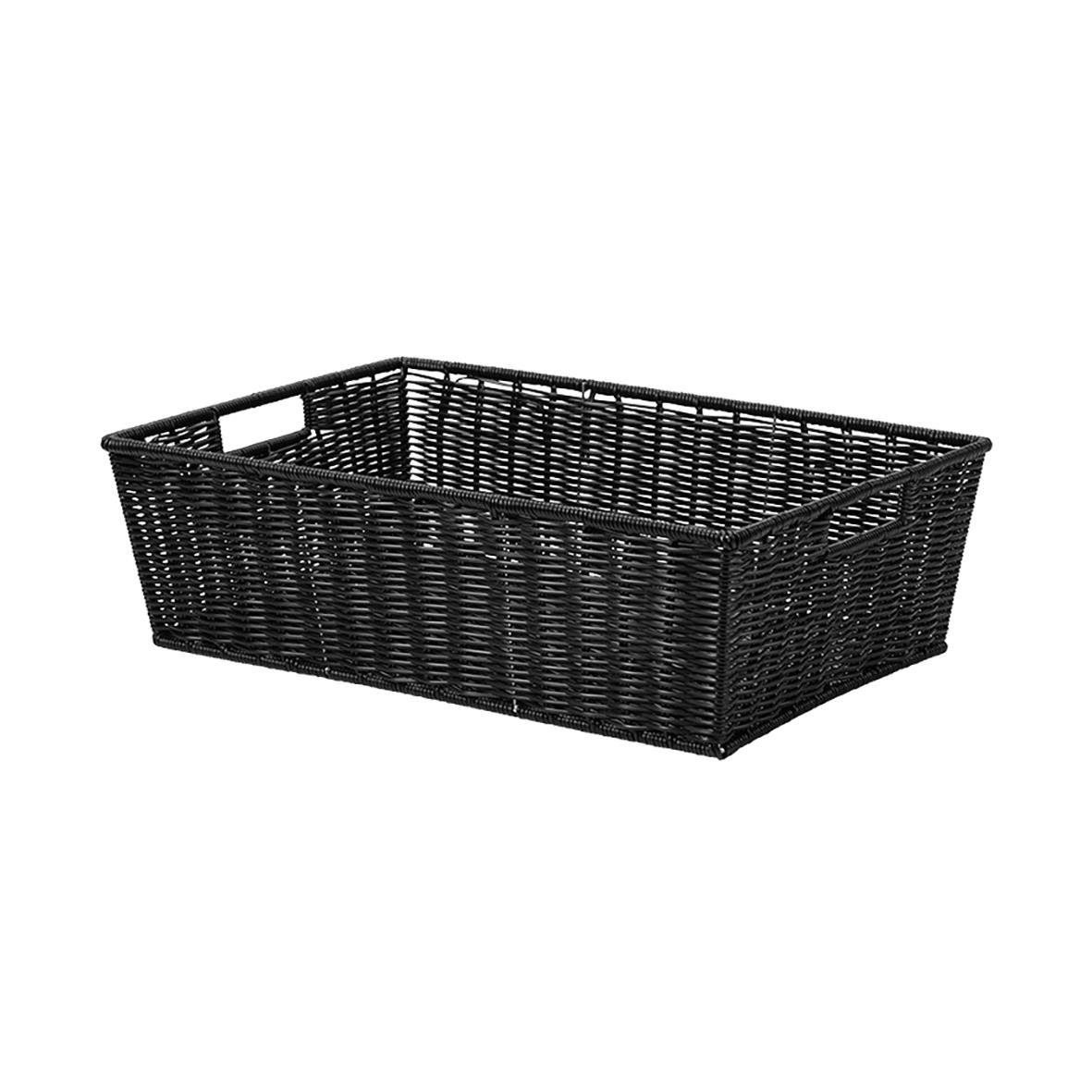 Svart rektangulär brödkorg i plast med måtten 60x40x18cm