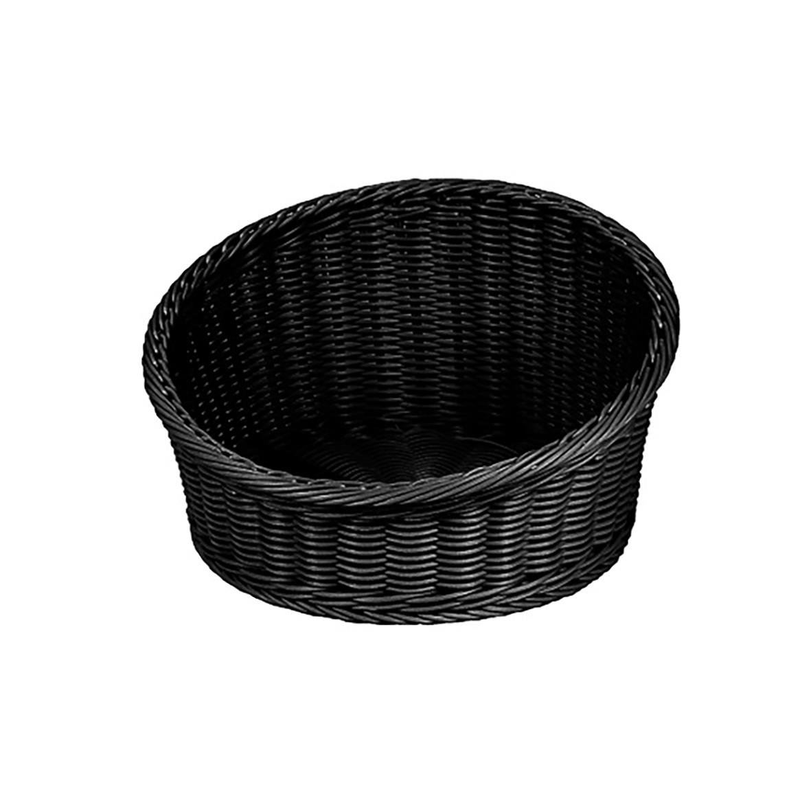 Rund svart brödkorg i plast med diameter 36 cm och höjd 10 cm