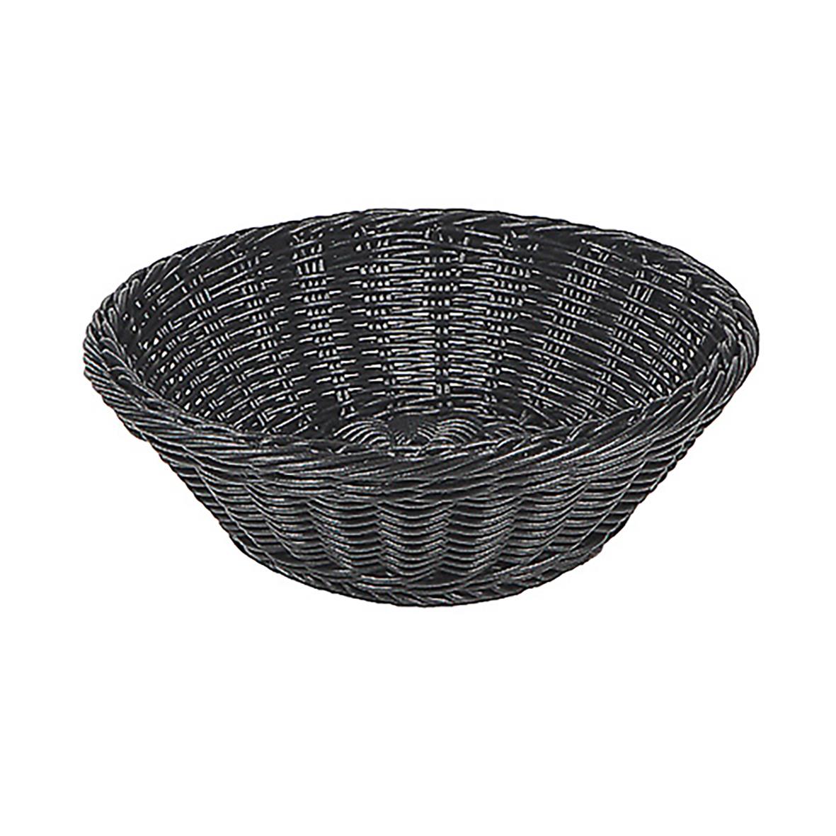 Rund svart brödkorg i plast med diameter 25 cm och höjd 8 cm