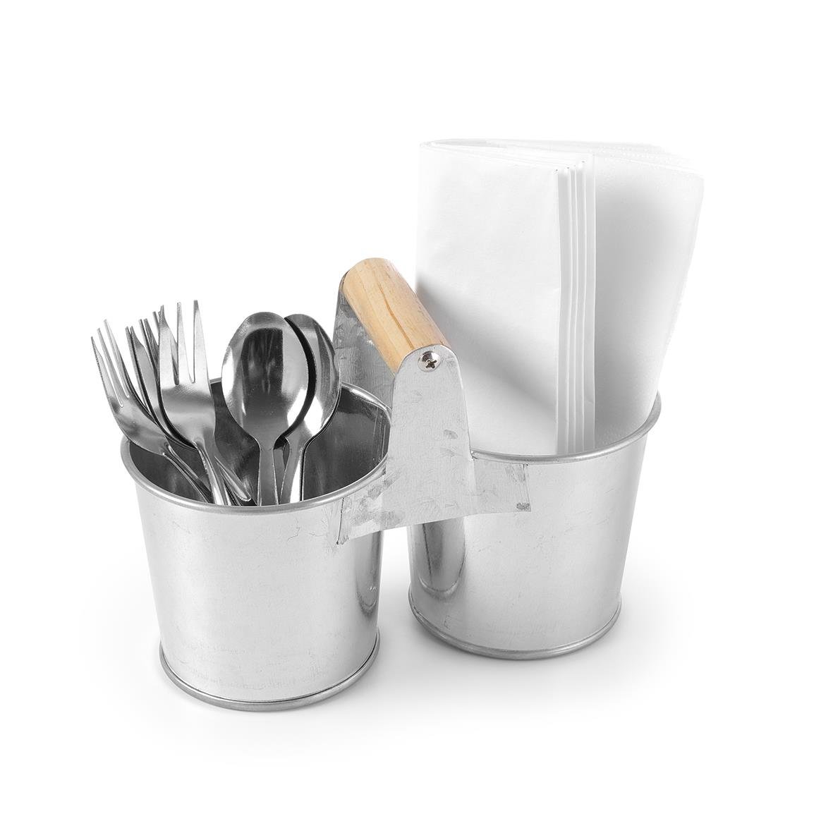 Hink Hendi dubbel galvaniserad med handtag, inkluderar bestick och servetter