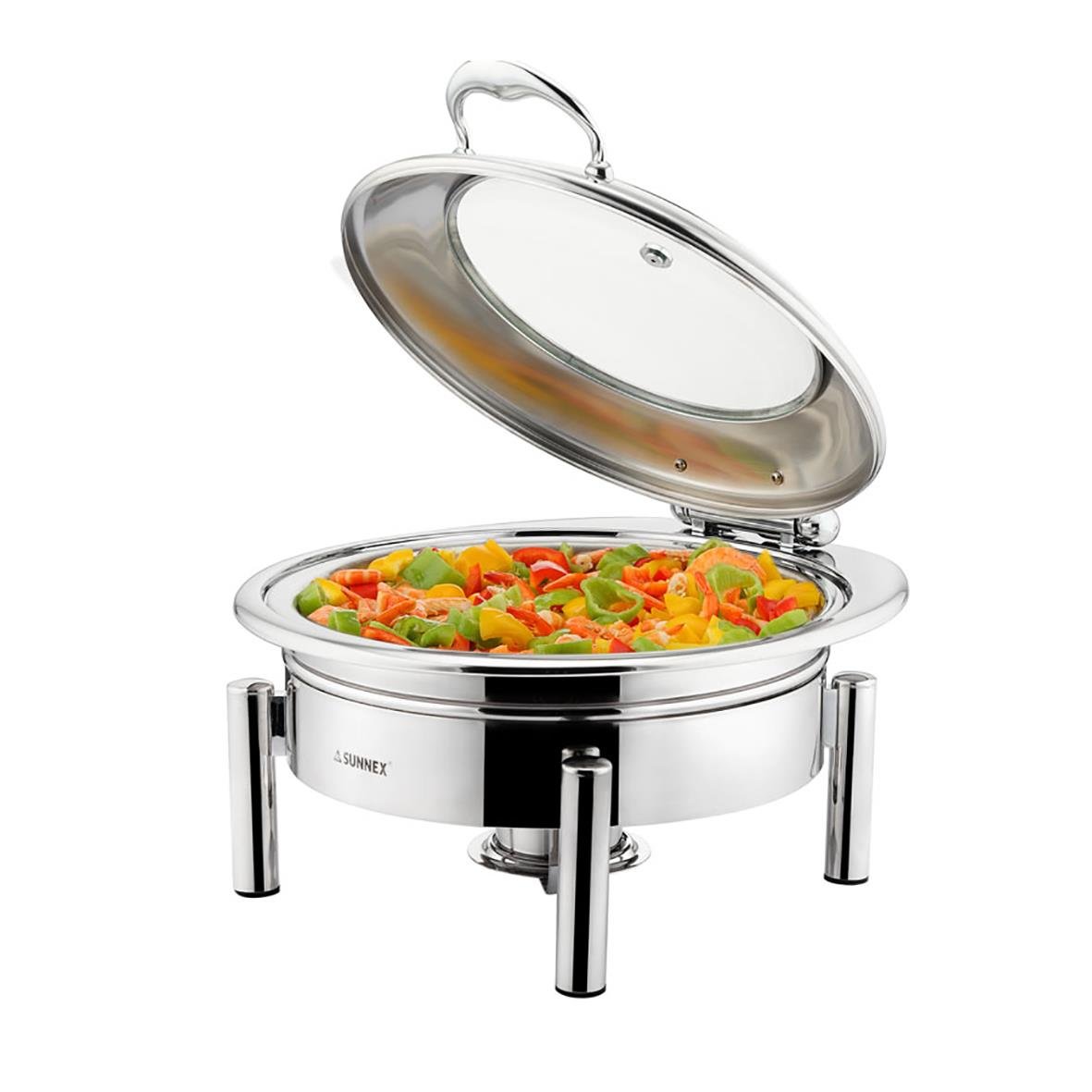 Rund chafing dish Sunnex med ställning 560x500x380mm och 6,8L kapacitet